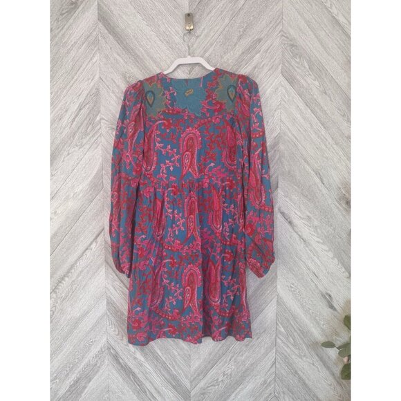 Figue Lucie Mini Dress Floral Embroidered Size XS Long Sleeve - Picture 9 of 13